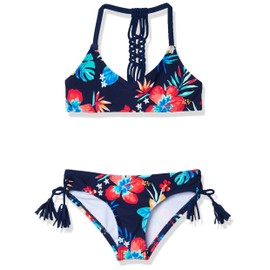 Kanu Surf Traje de baño Deportivo de 2 Piezas con Cuello en V para niña, Brooke Azul Marino, 4