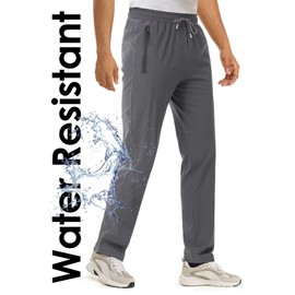 Boladeci Mens Lightweight Hiking Pants Fast Quick Dry Stretch Drawstring Elastic Waist Summer Mens Joggers with Pockets Casual Travel Fishing Pants Large (36-38), L Size Charcoal Slate