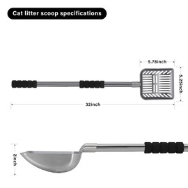 Acalu Cat Litter Scoop,Metal Long Handle Kitty Litter Coop Scooper,Heavy Duty Cats Pooper for Litter Box Pet Poop Shovel,Chicken Poop Scooper 32inch