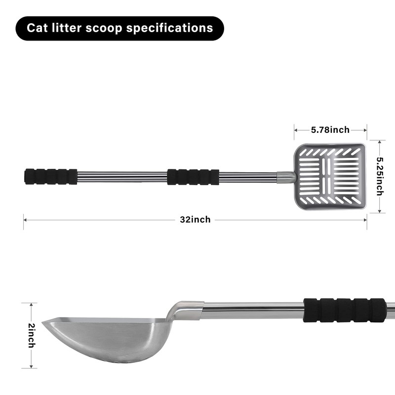 Acalu Cat Litter Scoop,Metal Long Handle Kitty Litter Coop Scooper,Heavy