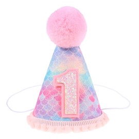 Gadpiparty First Birthday Hat: Glitter Iridescent Rainbow 1st Birthday Crown Hat for Baby Girl Glitter 1st Birthday Crown