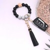 BAOSIWA Women Silicone Keychain Bracelet Beaded Wristlet Key Ring Black