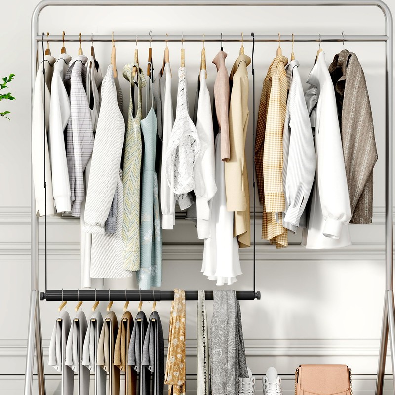 STORAGE MANIAC Adjustable Closet Rod Hanging Clothes Heavy Duty Closet