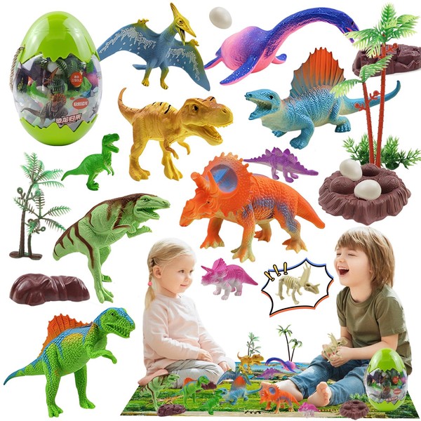 XUNIVERS Dinosaurier Spielzeug mit Aktivität Spielmatte & Aufbewahrungs-Box,Jahre Dinosaurier Figuren