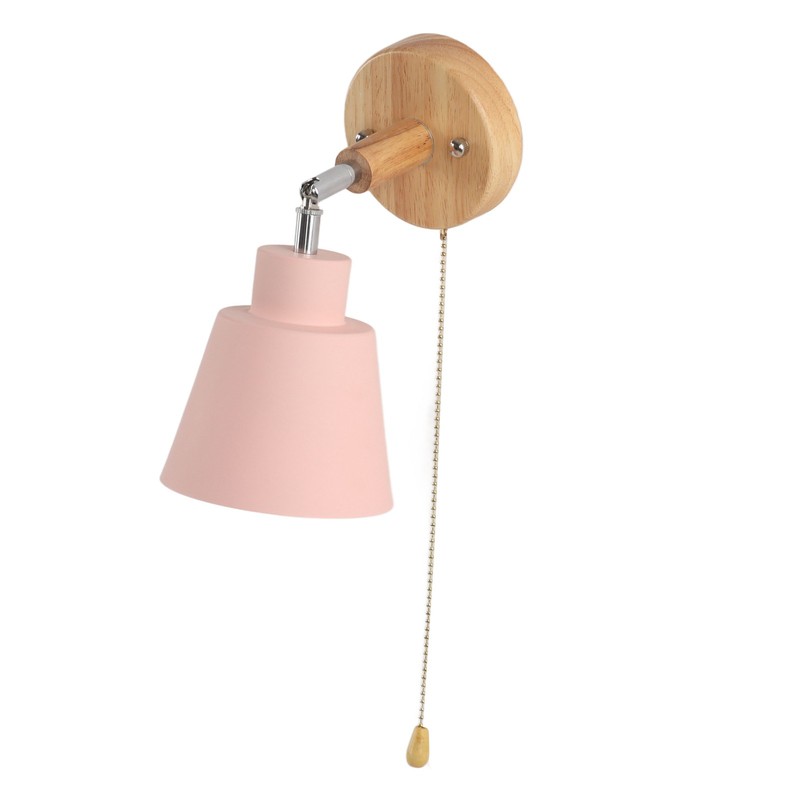 Macaron Bedside Wall Lamp Space Saving Pink Lampshade Wall Sconces