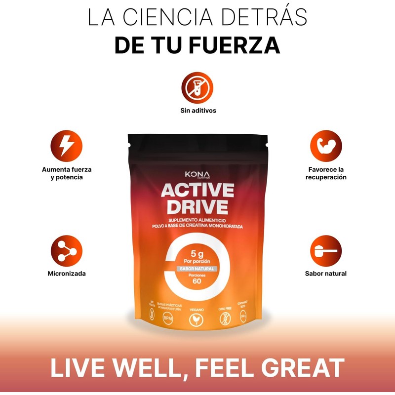 Active Drive Pure Micronized Creatine Monohydrate Powder, Unflavored Strength Training