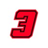 4R Quattroerre.it 13393 Racing Number 3 Moto GP, Neon Red, 10 x 10 cm
