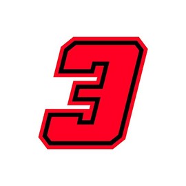 4R Quattroerre.it 13393 Racing Number 3 Moto GP, Neon Red, 10 x 10 cm