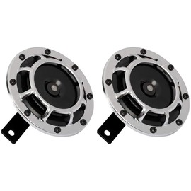 Motorcycle Horn, 12V 150dB Super Lound Compact Grill-Mount Electric Disc Car Motorcycle Air Horn for Car SUVs Boats White