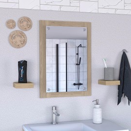 TREATLIFE HOME Elegant Bathroom Mirror for Daily Reflections, Light Pine Frame, Creates a Calm Atmosphere