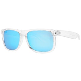 PZ - Clear Frame Polarized Sunglasses for Women or Men - UV Protection Color Mirror Lens - Retro (Transparent + Polarized Blue Mirror)