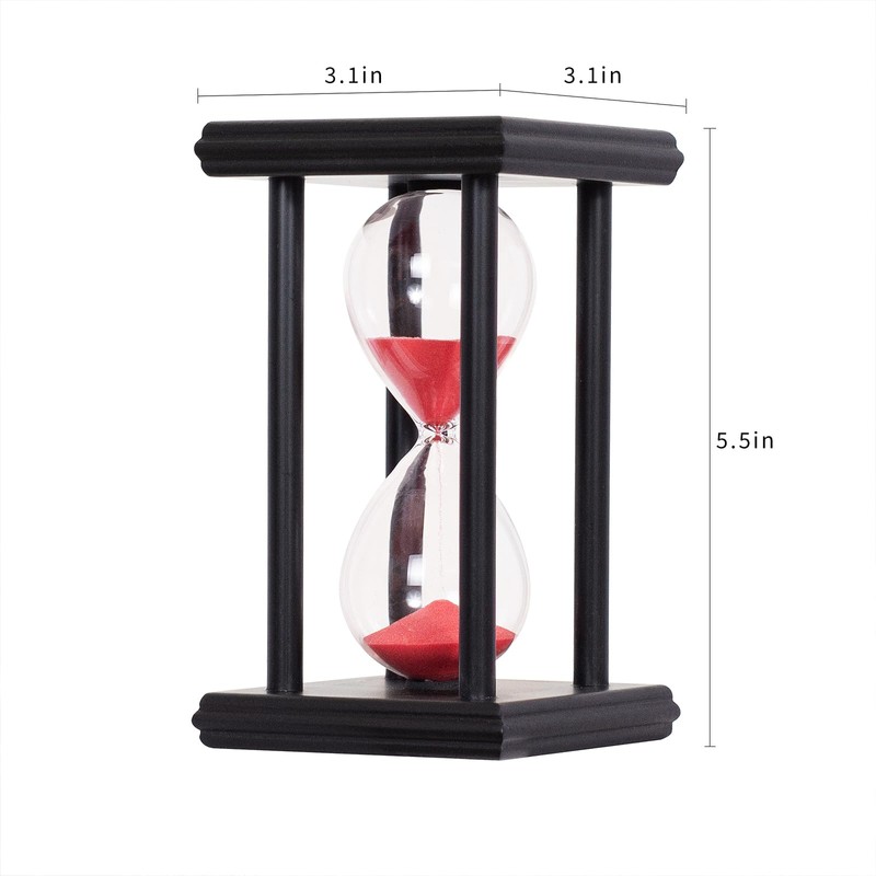 Hourglass Timer with Red Sand, 45 Minute Wooden Frame Sand