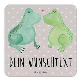 Mr. & Mrs. Panda Personalisierter Bierdeckel Frosch Liebe 25er Set - Personalisierte Geschenke, Gastgeschenk Hochzeit mit Namen, Paar, Partner,