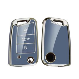 Z.MYUKI T Cross Key Case with Keyring for VW T-Cross 2018-2023 2024 Accessories Key Case (Blue)
