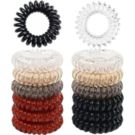 12 Spiral Hair Bands, Plastic Hair Bands, Multi-Color Hair Bands,Comfortable Curly Hair Bands,Ponytail Hair Bands,for Ladies and Girls with Thick or Thinning Hair