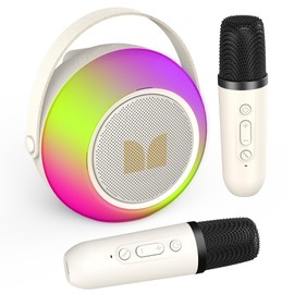 Monster Mini Karaoke Machine for Kids Adults, Portable Bluetooth Speakers with 2 Wireless Microphones and Lights, Christmas Birthday Gifts Toys for Girls Boys 4, 5, 6, 7, 8, 9, 10, 12+ Toddler