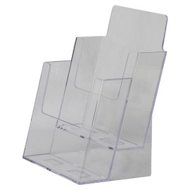 Clear-Ad - LHF-S112 - Acrylic Slant Back 2 Tier 2-Pocket Bifold Brochure Holder 6x9 - Perfect to Display Booklets, Catalogues, Pamphlets, Flyers, Postcards (Pack of 4)