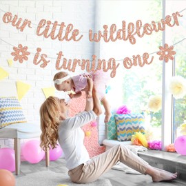 Our Little Wildflower is Turning One Banner, Sweet One, Sweet Girl, Happy 1st Birthday Party Decoración Suministros para niñas
