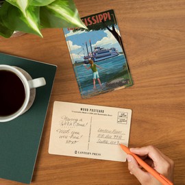 Mississippi, River Boat (4x6 Birch Wood Postcards, 2-Pack Stationary, Rustic Home Wall Decor)