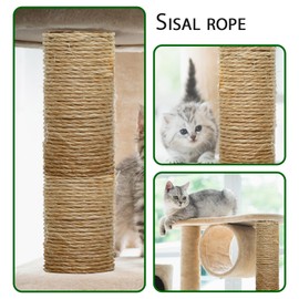 Juomid 1/6 Inch Natural Sisal Rope, 164-Feet, 50m, for Cat Scratching Post, Tower, DIY Hemp Twine, Replacement, Sisal Fiber, Biodegradable, 4mm Diameter