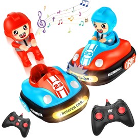 2 Pack Remote Control Bumper Cars, RC Ejecting Bumper Car with Light & Sound, RC Battle Race Vehicles Toddlers Toys, Christmas Birthday Gifts for Ages 3 4 5 6 7 8 9 10 Years Old Kids Boys