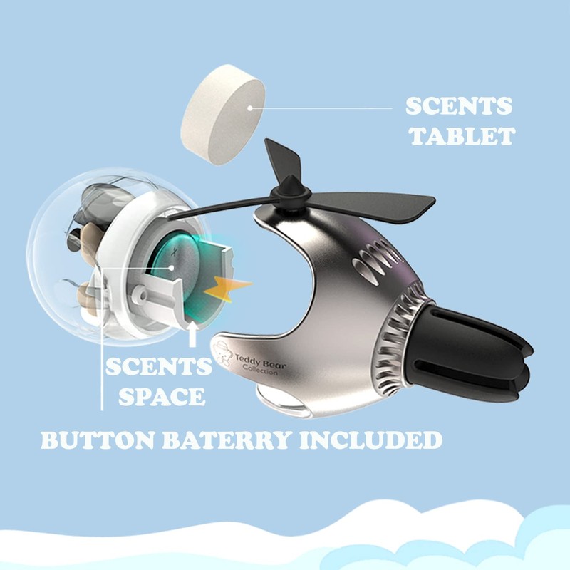 Helicopter Bear Pilot Car Air Freshener (Red)