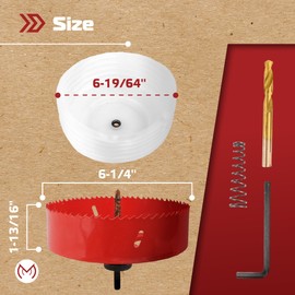 MonoPro Bi-Metal Hole Saw for Recessed Lights 6-1/4 with Silicone Dust Bowl, Hole Saw Drill Bit with 11/32" Hex Shank, Recessed Light for Wood, Plastic Board, Ceiling, Drywall