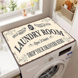 Washer and Dryer Covers for the Top,Non-slip Dryer Top Protector Mat,23.6" x 19.7" Dust-proof Washing Machine Cover, Washer Dryer Top Covers for Laundry Room Kitchen (Beige, 23.6" x 19.7")