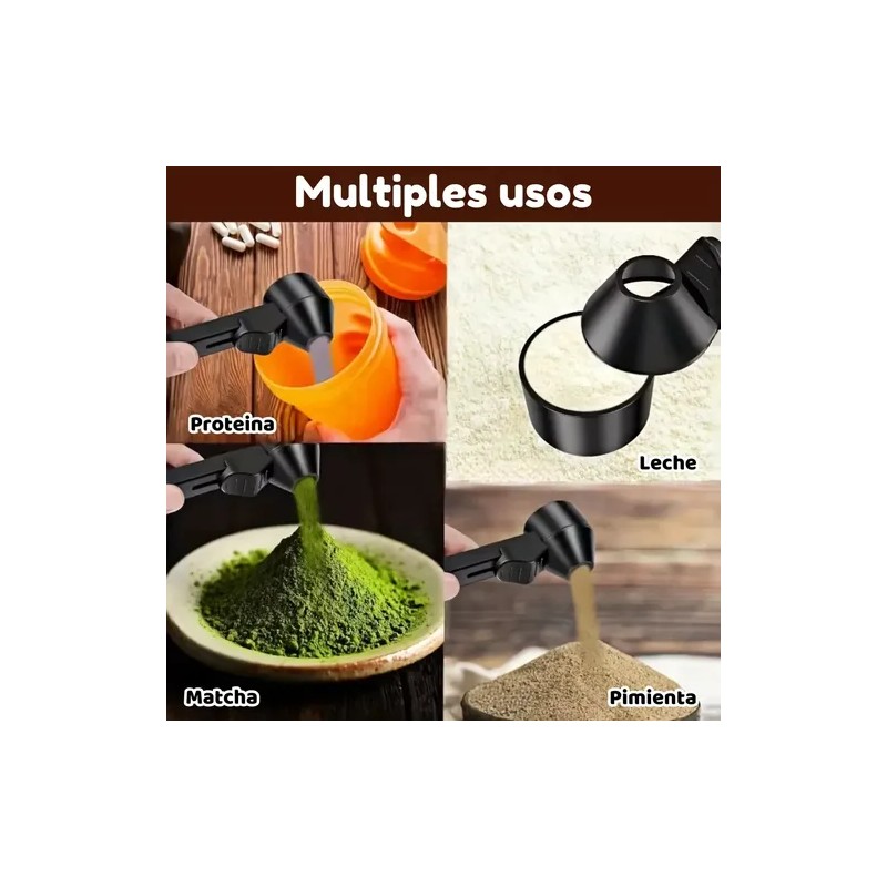 Cuchara Medidora Dosificadora Café Proteína Embudo Nivelador Transparente