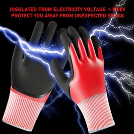 Xin Tester 1000V Electrician Insulated Gloves, High Voltage Resistance Electrical Work Gloves Rubber Non-Slip Texture Waterproof Electrician Tool Finger Tips Touch Screen