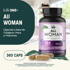 Multivitamínico Para Mujer Life 360+ All Woman Colágeno Maca Vitaminas 360 Cápsulas