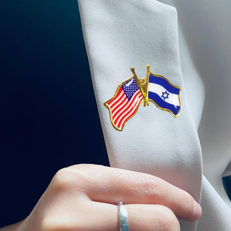 8PCS America Israel Flag Lapel Pins, American Israel Flag Friendship