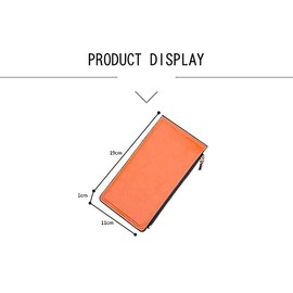 Deelfel Women's Long Wallet, Popular Brand, Thin, Large Capacity, Includes 17 Cards, Zippered, Stylish, Cool PU Leather, Orange, orange