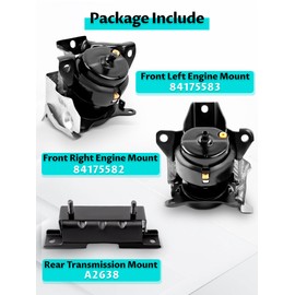 3PCS Front Left & Right Engine and Transmission Mounts Compatible with 2014-2018 Sliverado Sierra 1500 V8, 2015-2020 Escalade Tahoe 4WD, Replace OE: 84175582, 84175583, A2638