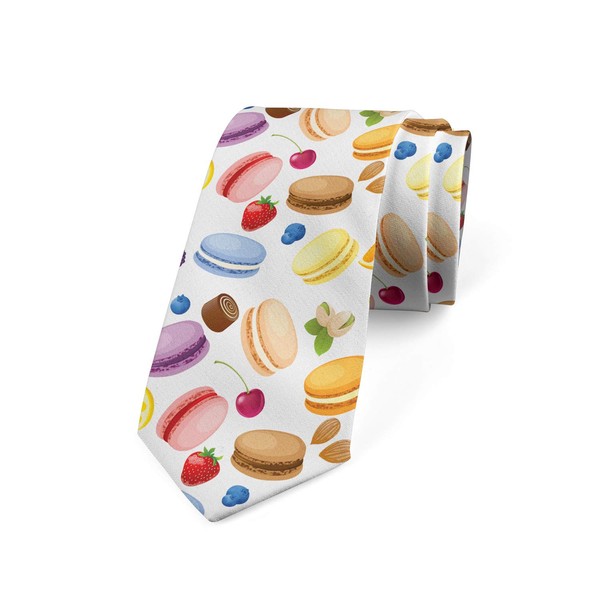 Lunarable Men's Tie, Traditional French Macaron, Necktie, 3.7", Multicolor