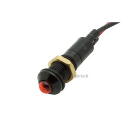Alpinetech Black PLB8B 8mm 5/16" 12V LED Metal Signal Indicator Pilot Dash Light (Red)