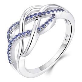 YL Celtic Knot Rings 925 Sterling Silver Twisted Knot Ring 18k White Gold Plated Created Tanzanite Infinity Statement Rings-size5