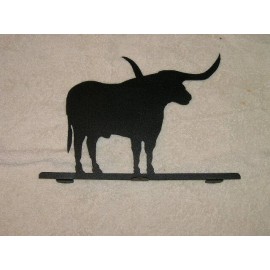 HTW Long Horn Cow Mailbox Topper - Raw steel