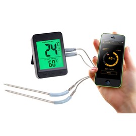 Rosenstein & Söhne Bluetooth BBQ Thermometer, App for Android and iOS, 2 temperature sensor