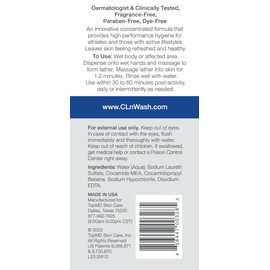 CLn® SportWash – High-Performance Sport Body Wash, For Men & Women Prone to Body Odor, Foot Odor, Ringworm, Folliculitis, & Back Acne, Fragrance-Free & Paraben-Free, 12 fl. oz.
