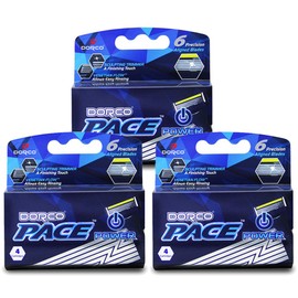 Dorco Pace 6 Plus Power - Six Blade Power Razor System with Trimmer (12 Cartridges (No Handle))
