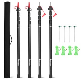 Dreamtrue Tarp Poles Telescoping, Upgraded 4-Section Adjustable Tent Poles, Heavy Duty Aluminum 8.7Ft Length Shade Sail Poles, Canopy Awning Support Poles Set Sun Shade Cloth Poles(Black-4pcs)
