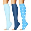 CHARMKING 3 Pairs Open Toe Compression Socks for Women &