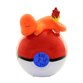 Teknofun - Leuchtender Wecker Pokémon - Salamèche Schläft Auf Einem Pokéball - Multifunktions - Gibt Zeit und Dekor - Orange, Rot und Weiß - Für Kinder, Sammler