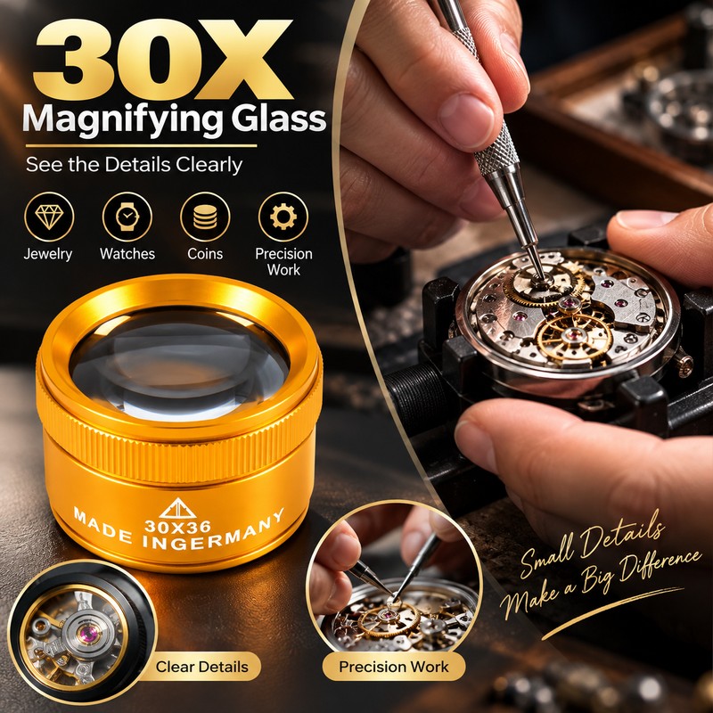 30X Magnifying Loupe for Precision Work – 36mm K9 Optical