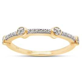 SAVEARTH DIAMONDS 1/8 Carat Round Cut Lab Created Moissanite Diamond Station Wedding Band Ring In 14K Yellow Gold Over Sterling Silver Jewelry For Women (VVS1 Clarity, 0.12 Cttw)-10