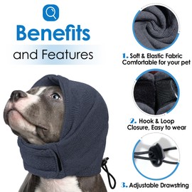 AOFITEE Dog Calming Hoodie, No Shake Ear Wraps for Dogs Anxiety Relief, Dog Ears Cover Noise Protection Pet Noise Cancelling Ear Muffs for Fireworks, Thunderstorms, Force Drying, Grooming