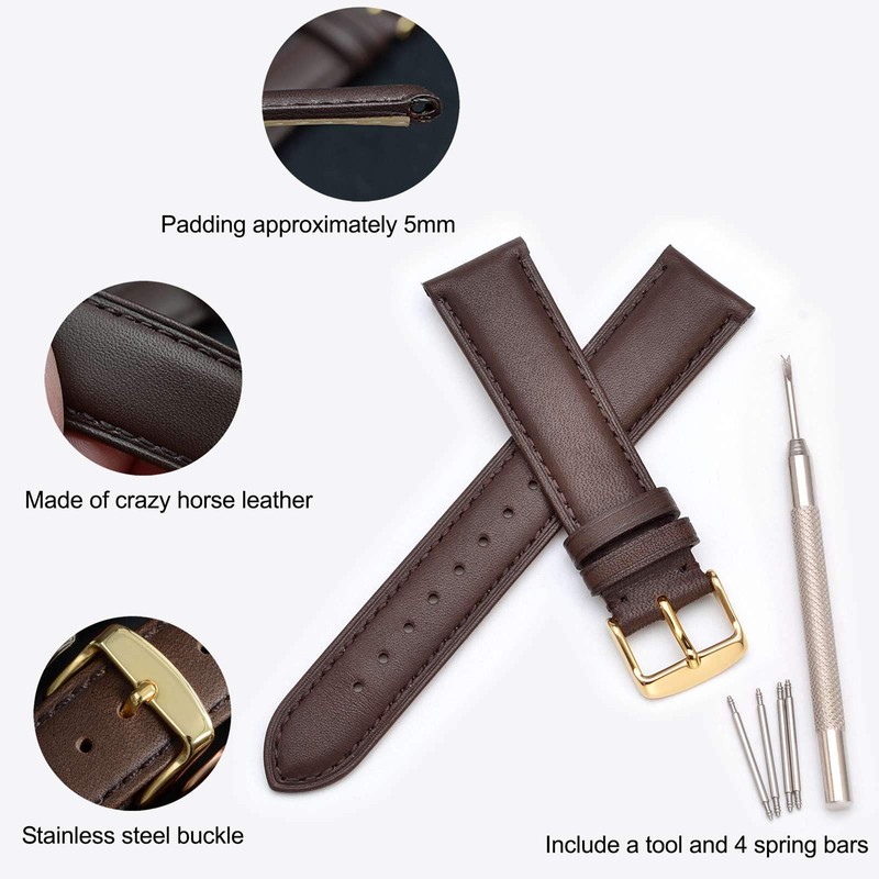WOCCI Watch Band, 0.9 inch (24 mm) Replacement Strap, Vintage