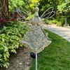 COOZZYHOUR 38Inch Angel Solar Lights Outdoor Decorative-Metal&Glass Angel Hydrangea Flower