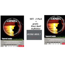 Set: 2 Pack Knotless Tapered Leader 1x/0.28/0.57 + Free Petri Heil. [German Language